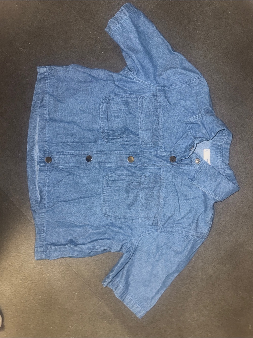Mango Blue Denim Crop Shirt